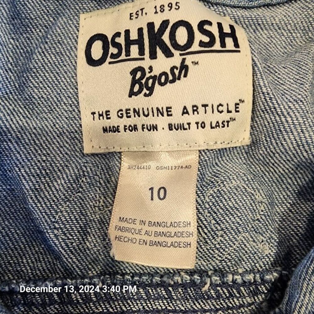 Oshkosh Bgosh Girls Denim Jean Jacket Appliques Snap Up Flap Pockets Blue Sz 10 - Picture 3 of 8